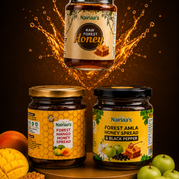 Breakfast Wellness Combo 350g Mango Honey Spread + 350g Amla Honey Spread → Get 250g Raw Forest Honey FREE