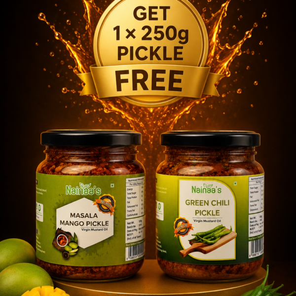 Spicy Pickle Combo 500g Green Chilli Pickle + 500g Red Chilli Pickle → Get 1 × 250g Pickle FREE